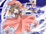  cardcaptor_sakura dress fuuin_no_tsue hat kinomoto_sakura magic_circle magical_girl pink_dress pink_hat wand yuugiri 