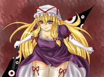  bad_anatomy bad_id bad_pixiv_id blonde_hair elbow_gloves gap gloves hat hyakugai long_hair purple_eyes ribbon solo touhou white_gloves yakumo_yukari 