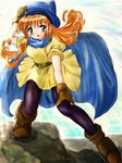  alena_(dq4) artist_request blue_eyes boots cape dragon_quest dragon_quest_iv gloves hat pantyhose red_hair skirt solo yellow_skirt 