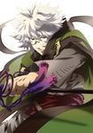  akiyoshi_haru glasses male_focus orifiel_(tales) pince-nez ribbon solo sword tales_of_(series) tales_of_innocence weapon white_background white_hair 