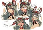  angry animal_ears blush blush_stickers bunny_ears choker constricted_pupils ears_down expressions grin hairband kei_(bekei) looking_at_viewer multiple_views one_eye_closed open_mouth original sketch smile v-shaped_eyebrows 