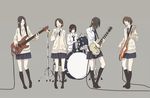  band bass_guitar drum drum_set guitar instrument kajiki multiple_girls original school_uniform 