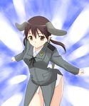  animal_ears bad_id bad_pixiv_id brown_eyes brown_hair gertrud_barkhorn military military_uniform sayu_(mio-mosa) smile solo strike_witches uniform world_witches_series 
