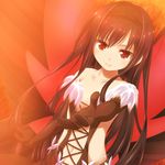  accel_world bad_id bad_pixiv_id big_wednesday black_hair brown_eyes butterfly_wings elbow_gloves gloves kuroyukihime looking_at_viewer navel outstretched_arm solo wings 