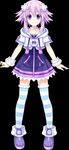  black_background bracelet collar cropped_jacket dress hair_ornament highres jacket jewelry kami_jigen_game_neptune_v neptune_(choujigen_game_neptune) neptune_(series) official_art purple_eyes purple_hair short_hair simple_background smile solo striped striped_legwear thighhighs tsunako 