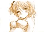  bare_shoulders blush breasts highres kore_wa_zombie_desu_ka? medium_breasts monochrome ryuc4883 short_hair solo traditional_media yoshida_yuki 