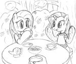  bread-rings cup dress equine female feral fluttershy_(mlp) friendship_is_magic hair hand horn horse jewelry long_hair mammal my_little_pony pegasus plate pony rarity_(mlp) table tea teacup teapot tg-0 unicorn wings 