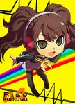  :d bad_id bad_pixiv_id bent_over brown_eyes brown_hair character_name chibi copyright_name full_body headphones jinkai_yamizawa kujikawa_rise legs long_hair looking_at_viewer open_mouth persona persona_4 persona_4:_the_ultimate_in_mayonaka_arena rainbow school_uniform serafuku shoes simple_background skirt smile solo thighhighs twintails yellow_background zettai_ryouiki 