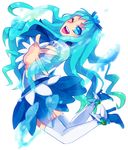  back blue blue_eyes blue_hair blue_skirt boots choker cure_marine dress hair_ornament heart heartcatch_precure! kurumi_erika lgw7 long_hair looking_back magical_girl one_eye_closed open_mouth precure ribbon skirt smile solo thighhighs water white_background white_legwear wrist_cuffs 