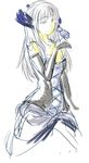  alternate_costume alternate_hairstyle bird bird_on_hand blue_eyes dress elbow_gloves gloves gown gwendolyn hair_ornament long_hair non-web_source odin_sphere silver_hair sketch smile solo strapless strapless_dress tthal 