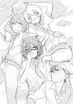  :d akira_agarkar_yamada bad_id bad_pixiv_id blush fishbowl glasses greyscale haru_(tsuritama) kippu monochrome multiple_boys necktie open_mouth sanada_yuki school_uniform short_hair sketch smile tapioka tsuritama usami_natsuki v 