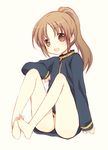  :d bad_id bad_pixiv_id bare_legs barefoot bottomless brown_eyes brown_hair feet interlocked_toes jacket long_hair long_sleeves naked_track_jacket no_panties no_pants open_mouth ponytail red_eyes saki saki_achiga-hen sitting smile soles solo takakamo_shizuno thighs toes tokumi_yuiko track_jacket 