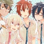  akira_agarkar_yamada bird black_hair blonde_hair brown_eyes duck glasses haru_(tsuritama) miso_(mimimiso) multiple_boys necktie open_mouth purple_eyes red_hair sanada_yuki school_uniform short_hair smile tan tapioka tsuritama turban usami_natsuki 