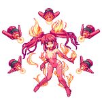  bad_id bad_pixiv_id bare_shoulders blush breasts cthugha_(nyaruko-san) fiery_hair fire funnels haiyore!_nyaruko-san kou_2008 large_breasts lowres navel pixel_art red_eyes red_hair solo transparent_background twintails 