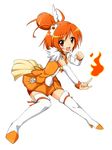  bike_shorts boots cerasus choker cure_sunny fire full_body hino_akane_(smile_precure!) magical_girl orange_(color) orange_choker orange_hair orange_skirt precure red_eyes red_shorts short_hair shorts simple_background skirt smile_precure! solo thigh_boots thighhighs tiara white_background white_legwear 