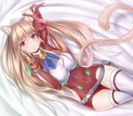  animal_ears asobi_ni_iku_yo! bell belt blush breasts cat_ears cat_tail eris_(asobi_ni_iku_yo!) gloves jingle_bell large_breasts leotard long_hair looking_at_viewer open_mouth orange_hair red_eyes red_leotard solo tail thighhighs white_legwear wingheart 