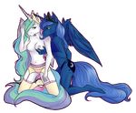  2012 blue_eyes blue_hair breasts crown cutie_mark equine female friendship_is_magic hair horn incest lesbian long_hair multi-colored_hair my_little_pony navel nipples panties pegasus plain_background princess_celestia_(mlp) princess_luna_(mlp) tatious transparent_background underwear winged_unicorn wings 