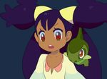  axew bad_id bad_pixiv_id dark_skin gen_5_pokemon iris_(pokemon) long_hair mousou_youjo open_mouth pokemon pokemon_(creature) pokemon_(game) pokemon_bw purple_hair red_eyes simple_background 