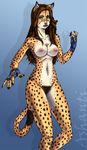  breasts brown_hair cheetah feline female fighter gloves hair invalid_tag mammal marquisdecarabas nails navel nipples nude pubes pubic_hair pussy solo spots 