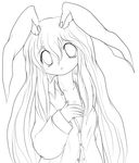  :o absurdres animal_ears bunny_ears dress_shirt greyscale highres lineart long_hair monochrome open_clothes open_mouth open_shirt reisen_udongein_inaba shirt solid_black_thumbnail solo touhou transparent_background upper_body very_long_hair yume_shokunin 