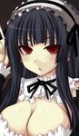  alternate_costume blush breasts cleavage enmaided houraisan_kaguya jema large_breasts long_hair looking_at_viewer lowres maid maid_headdress red_eyes solo touhou 