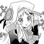  ashida_yuri cape greyscale hat little_busters! long_hair lowres monochrome noumi_kudryavka school_uniform solo 