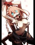  aqua_eyes arched_back arms_up bdsm blood bondage bound chain collar drooling gag gagged maid maid_headdress name_tag nipple_piercing nipple_tag nosebleed original pantyhose piercing pink_hair ring_gag rope saliva solo spider_gag takagi_(tansuke) tansuke tongue torn_clothes torn_legwear translated 