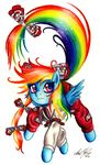  cosplay crossover dated fujiwara_no_mokou fujiwara_no_mokou_(cosplay) highres lavos_vs_bahamut my_little_pony my_little_pony_friendship_is_magic no_humans parody pegasus rainbow_dash signature tail touhou traditional_media wings 