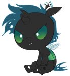  changeling cub elslowmo equine female feral friendship_is_magic green_eyes hair horn horse mammal my_little_pony pony queen_chrysalis_(mlp) solo unknown_artist wings young 