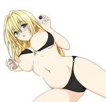  bikini blonde_hair breasts colorized glasses green_eyes highres large_breasts long_hair lotion lying navel nipples on_side sexually_suggestive shige_(moe-ren.net) solo sunscreen swimsuit tearju_lunatique to_love-ru to_love-ru_darkness transparent_background very_long_hair yabuki_kentarou 