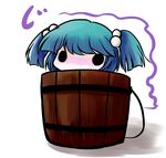  blush bucket chibi in_bucket in_container kisume solid_circle_eyes solo touhou wooden_bucket yume_shokunin 