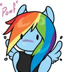  anthrofied blue_skin blush breasts chibi clothing daniruu equine female friendship_is_magic hair horse mammal multi-colored_hair my_little_pony pegasus pomf pony rainbow rainbow_dash_(mlp) rainbow_hair shirt solo tank_top wing_boner wings 