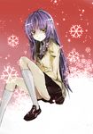  angel_beats! danann highres kneehighs purple_hair school_uniform skirt snowflakes solo tenshi_(angel_beats!) yellow_eyes 