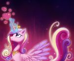 &hearts; &lt;3 abstract_background crown equine female feral friendship_is_magic glowing hair horn horse magic mammal multi-colored_hair my_little_pony necklace pony princess_cadance_(mlp) princess_cadence_(mlp) saphamia solo winged_unicorn wings 