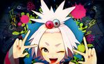  gym_leader hair_bobbles hair_ornament homika_(pokemon) n_yokichi pokemon pokemon_(game) pokemon_bw2 short_hair solo topknot white_hair 