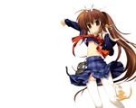  animal brown_hair cat fujima_takuya little_busters! long_hair natsume_rin seifuku thighhighs white 