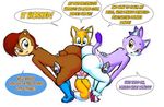  anthro balls big_butt blaze_the_cat blue_eyes butt canine cat chipmunk dialog dialogue english_text erection feline female fox fox_tail hair imminent_sex male mammal miles_prower multi_cock multiple_tails norithics nude orange_hair penis red_hair rodent sally_acorn sega sonic_(series) text two_tone_hair 