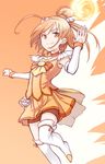  bike_shorts choker cure_sunny hino_akane_(smile_precure!) mofu orange_(color) orange_background orange_choker orange_eyes orange_hair orange_skirt precure red_shorts short_hair shorts shorts_under_skirt skirt smile_precure! solo thighhighs tiara 