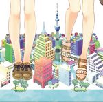  bare_legs cityscape feet legs multiple_girls namanie no_socks original sandals shorts toes 