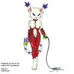  cat cat_o_nine_tail digimon ear_rings feline gatomon latex nipple_piercing nipples piercing whip 