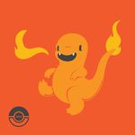  charmander fangs fire flame flat_color gen_1_pokemon highres no_humans open_mouth orange_(color) orange_background pokemon pokemon_(creature) simple_background solo 