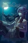  bad_id bad_pixiv_id blue_eyes blue_hair book cross full_moon head_wings high_priest highres male_focus moon norapeko pointy_ears ragnarok_online sitting solo 