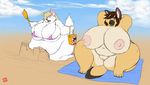  beach big_breasts bikini blush breasts canine clothed clothing dog female gillpanda huge_breasts mammal morbidly_obese overweight pussy sand_castle sculpture seaside skimpy swimsuit 