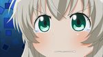  angry blue_background green_eyes gununu haiyore!_nyaruko-san nyarlathotep_(nyaruko-san) parody screencap silver_hair solo style_parody tears 