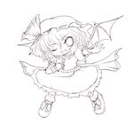 absurdres chibi highres looking_at_viewer monochrome remilia_scarlet short_hair smile solo touhou transparent_background wings yume_shokunin 