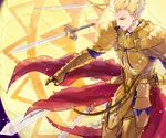  armor bad_id bad_pixiv_id blonde_hair earrings fate/stay_night fate_(series) gate_of_babylon gilgamesh jewelry male_focus red_eyes ruondea solo sword weapon 