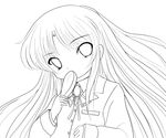  absurdres angel_beats! greyscale highres lineart long_hair looking_at_viewer monochrome solo tenshi_(angel_beats!) transparent_background yume_shokunin 