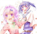  1boy 1girl belt blue_eyes blue_hair blush frills keele_zeibel long_hair meredy open_mouth purple_eyes purple_hair tales_of_(series) tales_of_eternia tears 