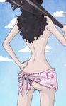  alvida ass backboob bare_arms bare_back black_hair breasts cloud cloudy_sky club day head_out_of_frame heart one_piece over_shoulder panties pink_panties sarong sideboob sky solo spiked_club striped striped_panties topless underwear weapon weapon_over_shoulder 