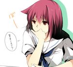  bad_id bad_pixiv_id miyanaga_teru purple_hair red_eyes saki sao_(0060) school_uniform serafuku shiraitodai_school_uniform short_hair translated 